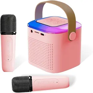 Mini Wireless Karaoke Speaker with Two Wireless Microphones, Portable Ktv Machine for Home and Outdoor Use, Rechargeable Battery, Perfect Gift for Festive Occasions