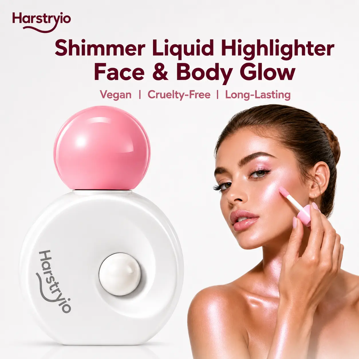 Women's Bulb-Shaped Liquid Highlighter Cosmetic - Halo Glow Drops, Dazzling Natural Dewy Luminous Illuminator, Smooth Blendable Buildable Shimmer, Eyeshadow, Foundation-Mixable, Face & Body Use, All Tones, 12-Month Shelf, Daily & Party Makeup, Blend Smoot
