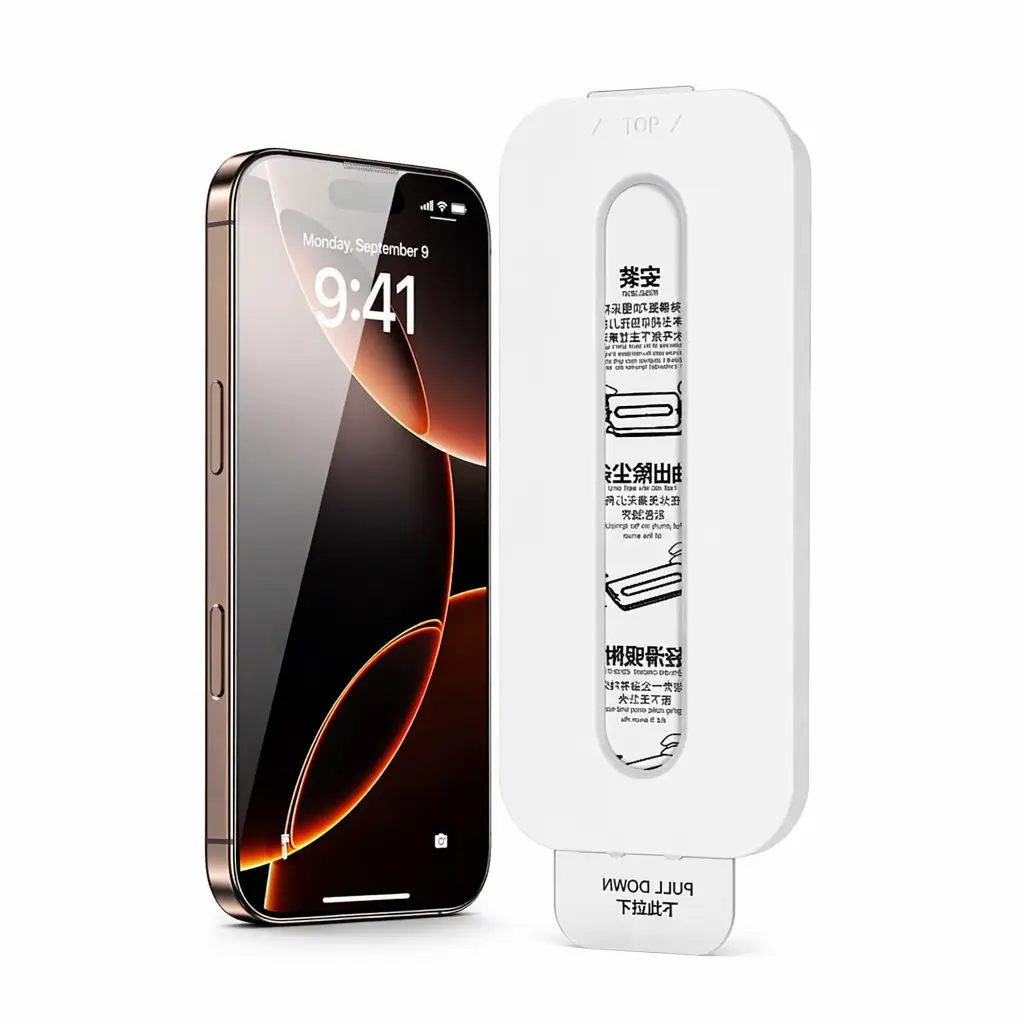2-Pack Full-Coverage Tempered Glass Screen Protectors for iPhone, 1-Pull Auto-Dust Removal Installation Kit, HD Clear, Shatter-Proof Drop Protection, Bubble-Free Phone Accessories