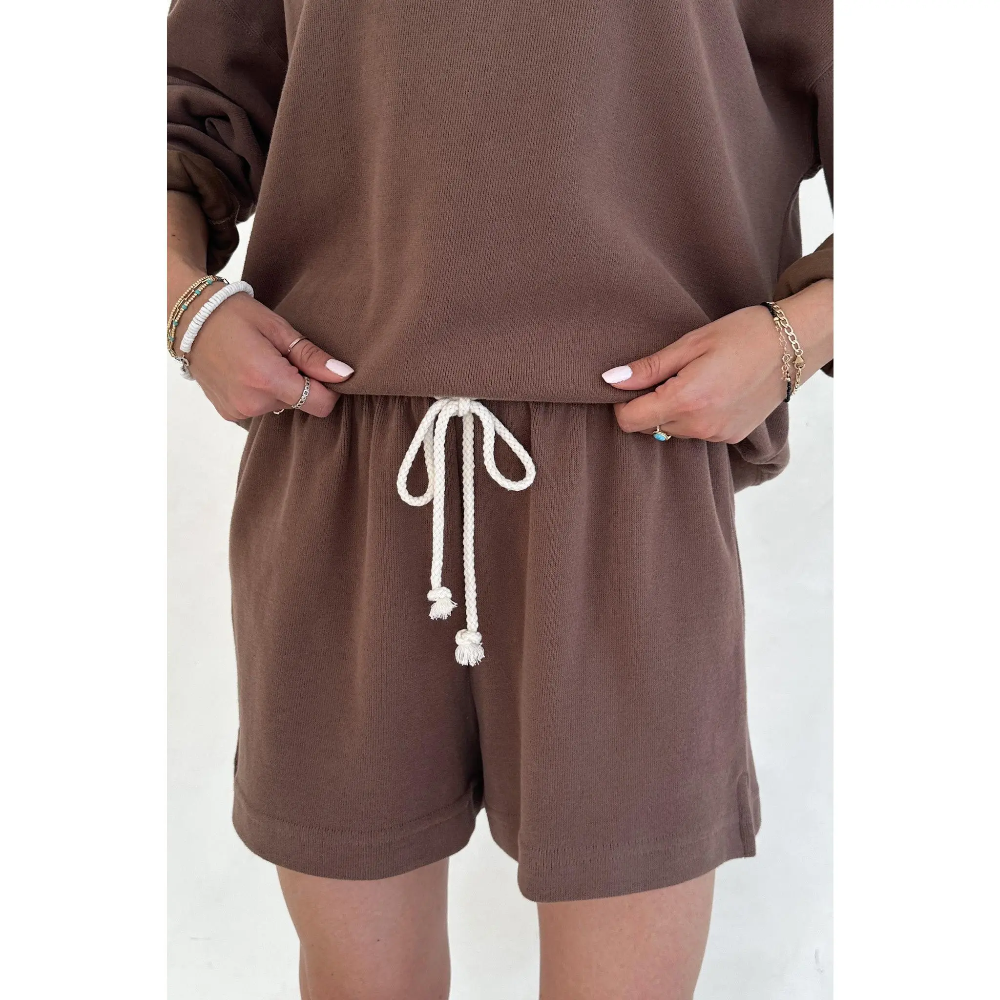 Sunkissed Rope Drawstring Shorts in Cocoa