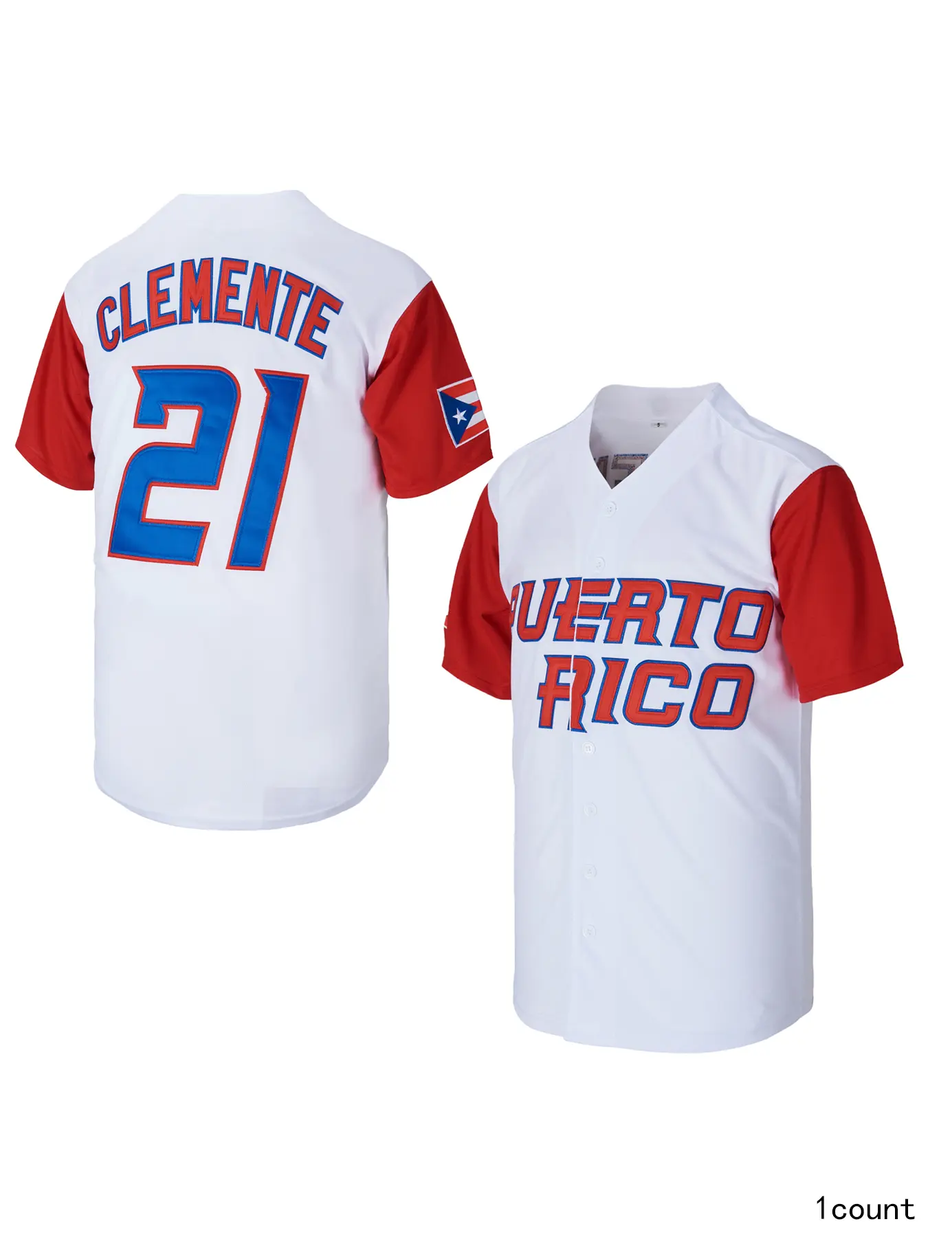 Men's Puerto Rico Baseball Jersey Set, Embroidered Polyester Sportswear Top with Player Numbers and Adjustable Hat, World Game Style, Short Sleeve Tops, Male, Multi-Size, 3Xl