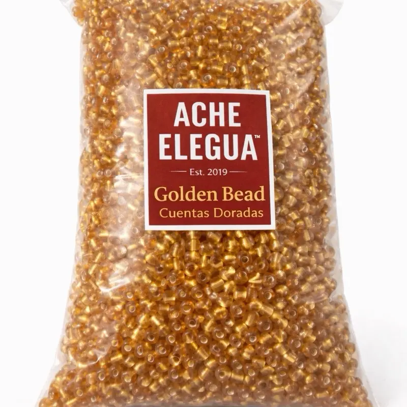 Ache Elegua Golden Beads 1 Pound Bag Smooth Glossy Finish High-Quality for Bracelets Jewelry DIY Craft Projects Ideal for Beginners & Professionals