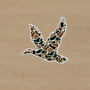 Flying Duck Camo Sticker, Hunting Waterfowl Design, Outdoor Vinyl Decal