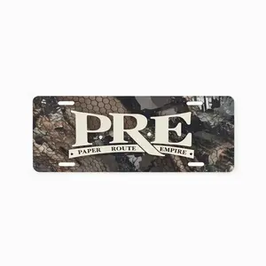 PRE Paper Route Empire License Plate, Car Tag, PRE Logo Metal Plate, Hip Hop Car Decor, Rap Music Fan Gift