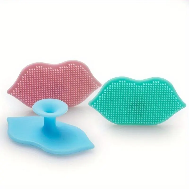 Lip Shaped Lip Scrubber, 2 Counts Soft Material Exfoliating Lip Brush with Suction Cup, Bendable Soft Lip Scrubber, Lip Cleaning Scrub Brush Tool, Skincare, Beauty Tools
