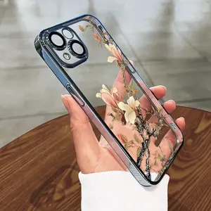Plum Blossom High-Quality Protective Phone Case, Soft Touch, Small Christmas Gift for iPhone 17 Pro Max/17 Air/17/16/15/14/13/12/11 Series, Camera Lens Protection, Seven Colors, Transparent, Lightweight, Durable, and Stylish Phone Case