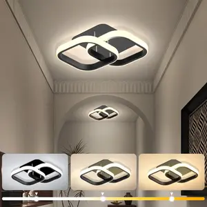 Square Iron LED Ceiling Light, Adjustable Color Temperature 3000-6000k, Metal Pendant Lamp with Shade, Hard Wired 110-240v