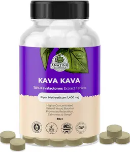 Amazing Botanicals Kava Kava Extract Tablets - 1400mg High Potency Supplement, Piper Methysticum Root Herbal Supplement with 140mg Kavalactones for Mood Support