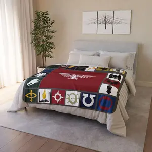 Imperium of Man Blanket, Warhammer 40K Legion Crest Throw, Decorative Gamer Blanket for Bedroom or Couch