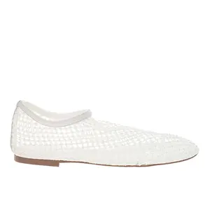 Steve Madden Womens Mino Pearl Mesh Flats Casual - White