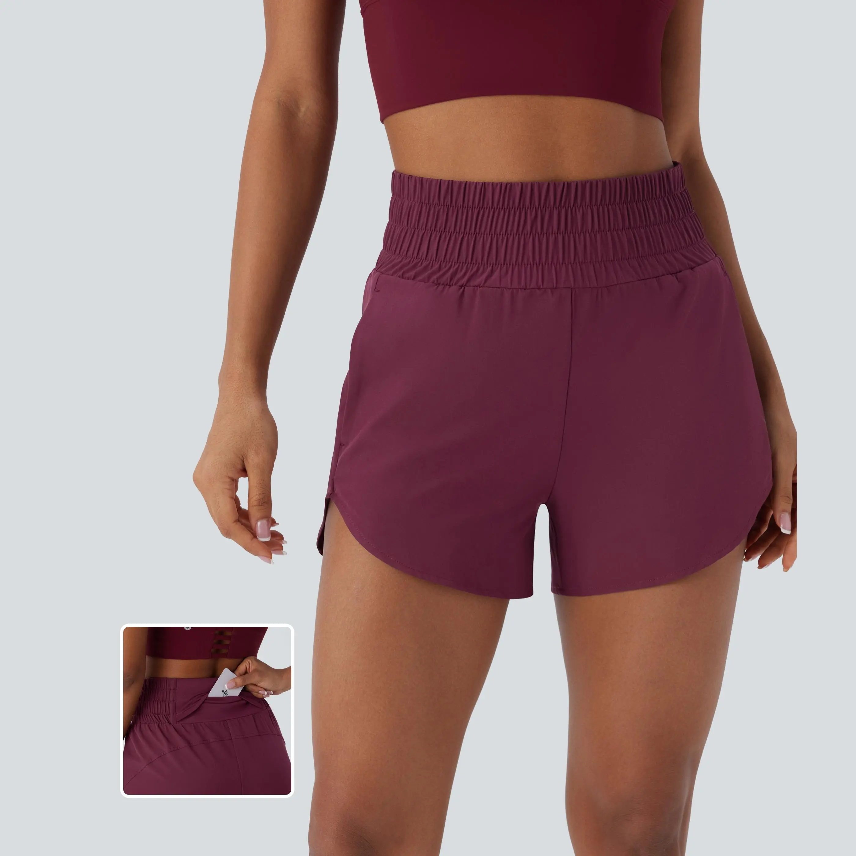 Halara Breezeful High Waisted Multiple Pockets 2-in-1 Curved Hem Quick Dry Running Shorts 3.5'' #BackToSchool