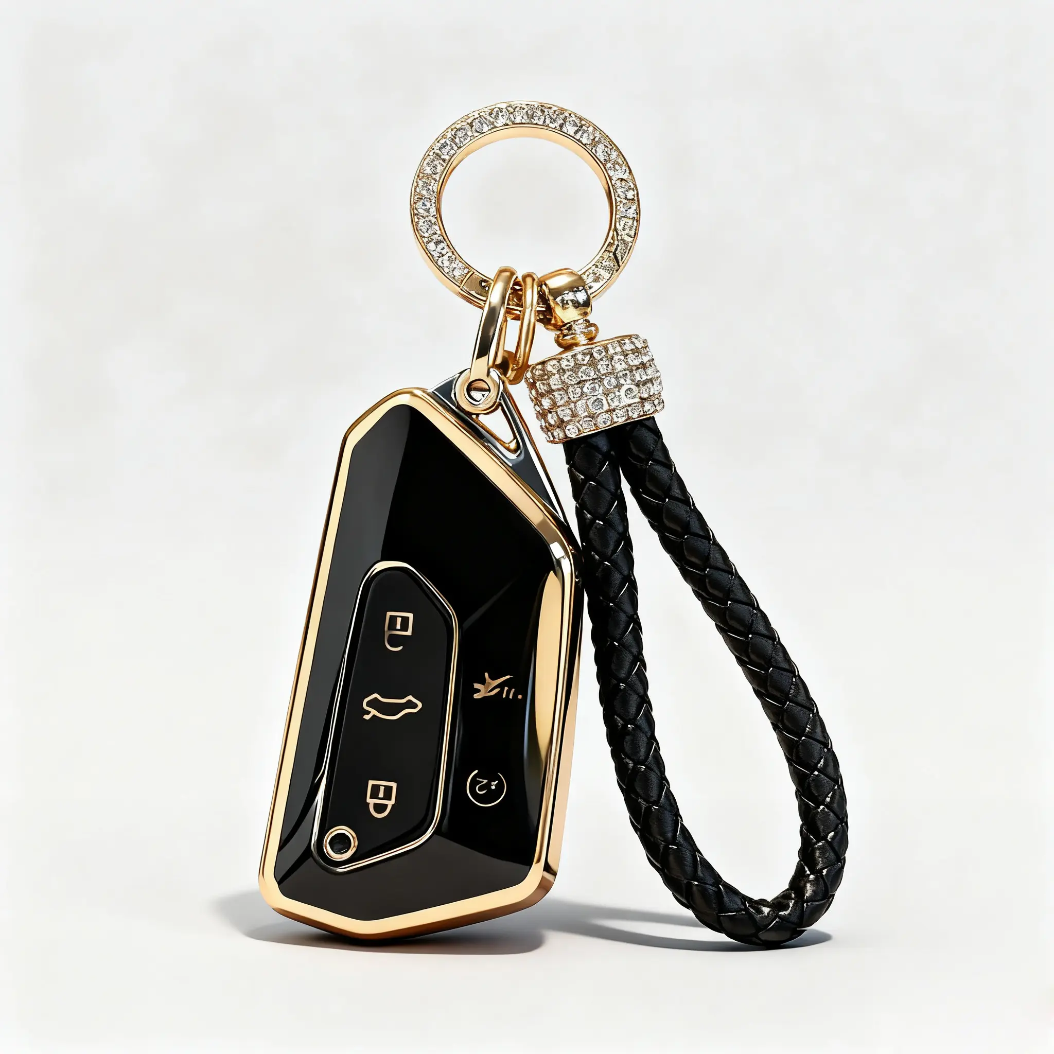for VW Atlas Key Fob Cover Premium TPU Car Remote Case Holder Keychain Compatible for Volkswagen ID4 MK8 Golf GTI 2025 2024 -Black White