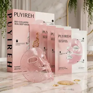 Bio Collagen Deep Overnight Hydrogel Sheet Face Masks - Collagen-Based, Fermentation (Galactomyces) , with Niacinamide, Hyaluronic Acid, Hydrating for Adults, All Skin Types, Daily Glass Skincare, Collagen-Based Face Masks.