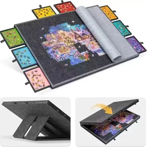 Felt Jigsaw Puzzle Board Suitable for 2000pcs with 8 Colored Drawers, Portable And Foldable Design Portable Jigsaw Puzzle Table with Storage for Adults,puzzle organizer,Best Holiday/Weekend Gift, Best Birthday Gift,Multi-Functional Family Use
