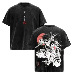 Kakashi Hatake T-Shirt Washed Vintage, Naruto Anime Oversize Streetwear Tee, Sharingan Ninja Graphic Shirt, Unisex Heavyweight Cotton Top, Gift for Anime & Manga Fans funny graphic tee men’s trendy t-shirts deals humorous 90s streetwear