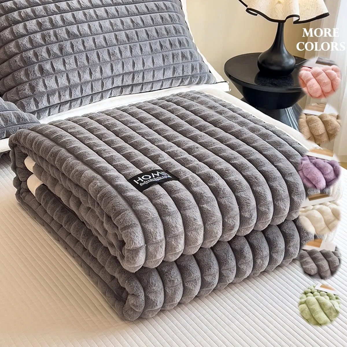 Comfort Ultra-Soft Solid Color Microfiber Fleece Blanket, Soft Fluffy Blanket, Classic Checkered Design for Warmth, Comfort, Long-Lasting Durability, Perfect for Bedroom, Living Room, Available in 4 Sizes, Machine Washable Blanket