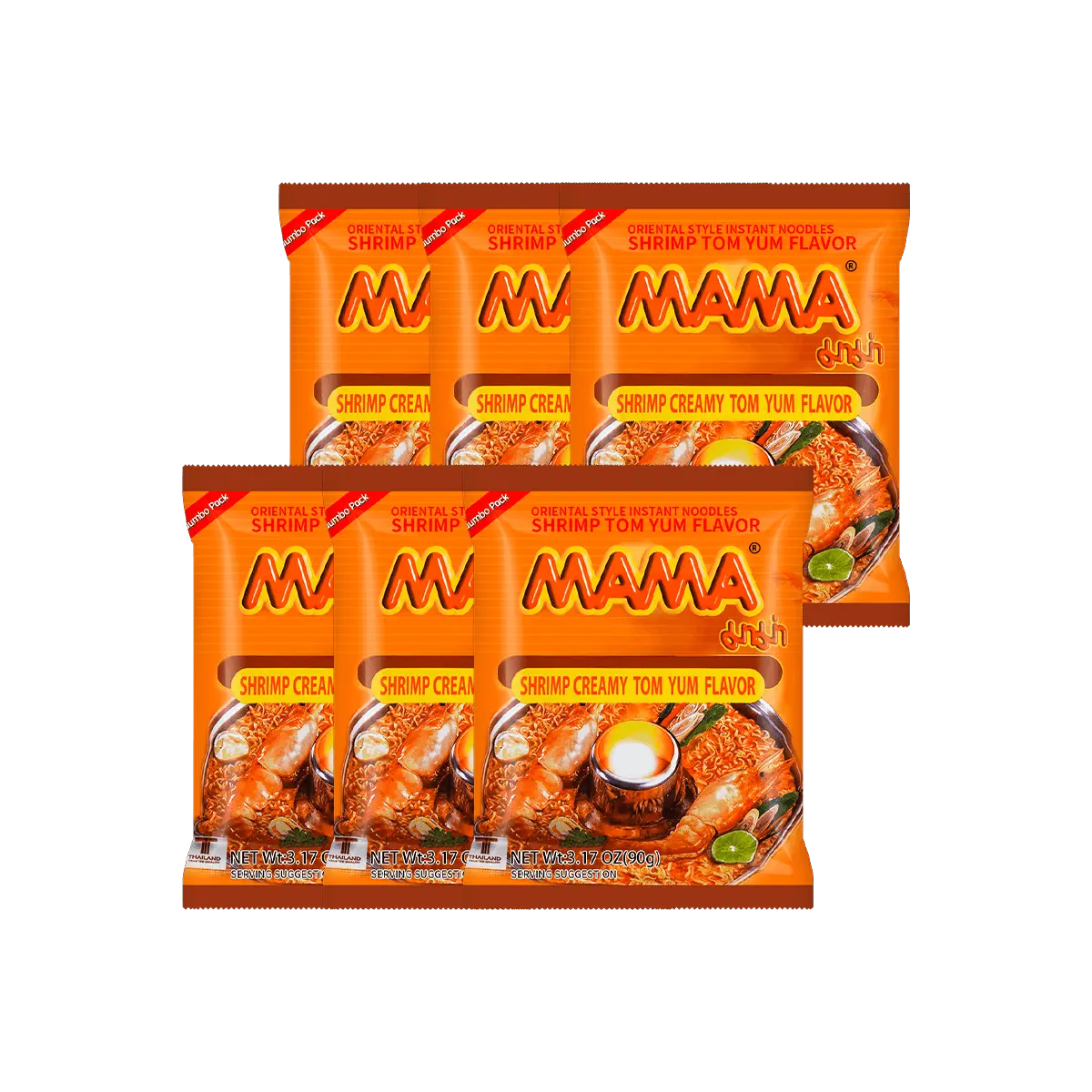 MAMA 【Value Pack】Thai Oriental Style Instant Noodles Shrimp Creamy Tom Yum Flavor 90g*6Pcs