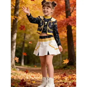 3pcs Kpop for Boys and Girls, Kids K Pop Performance Outfit Vocal Stage Outfits Idol Singers White Party Girl Group Stage Outfit Halloween Festival Cloth Cheerleading Dance Uniforms