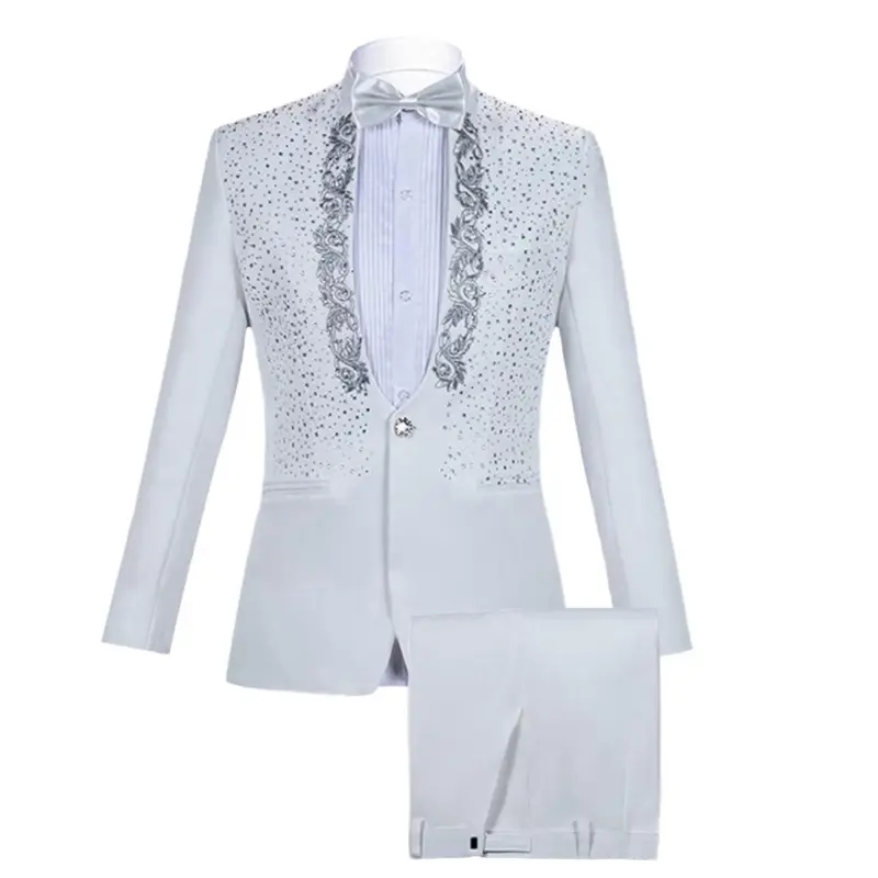 Luxury Embroidered Suits 2 Pieces - 1 Button Print Dinner Tuxedo Jacket & Trousers, Elegant Blazer & Trousers, Suit for Weddings - Menswear, Formal. Size small