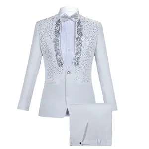 Luxury Embroidered Suits 2 Pieces - 1 Button Print Dinner Tuxedo Jacket & Trousers, Elegant Blazer & Trousers, Suit for Weddings - Menswear, Formal. Size small