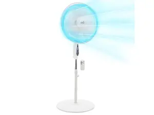 Vie Air 16 Inch 3 Speed Oscillating Stand Fan with Remote Control in White