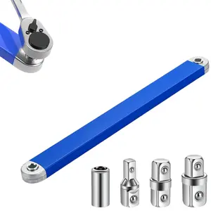 Heavy Duty Steel Tight Reach Offset Extension Wrench Set with 1/4" 3/8" 1/2" Square Drive Adapters - Ideal for Tight/Cramped Spaces & Hard-to-Reach Fasteners