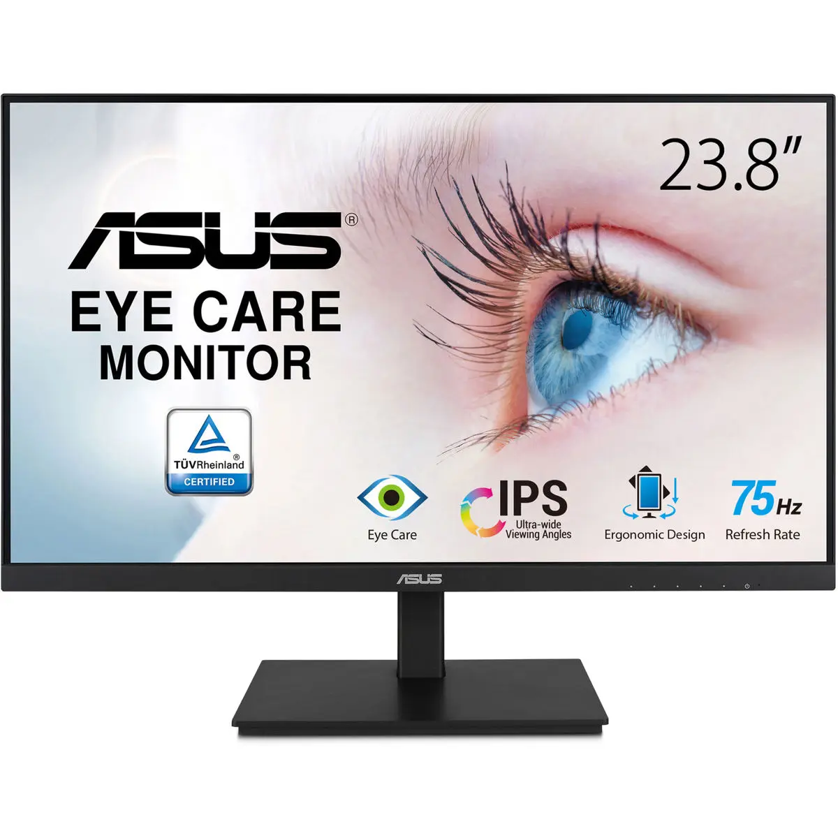 ASUS VA24DQSB 23.8" 16:9 Full HD IPS Panel LED Monitor - 1920x1080 Resolution, Eye Care, Built-in Speakers, Black for Office Users' PCs/Laptops