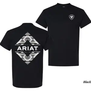 Ariat Geometric Tribal T-shirt, Classic Ariat Pullover, Ariat Logo Crewneck, Cotton Fabric Soft Top Unisex