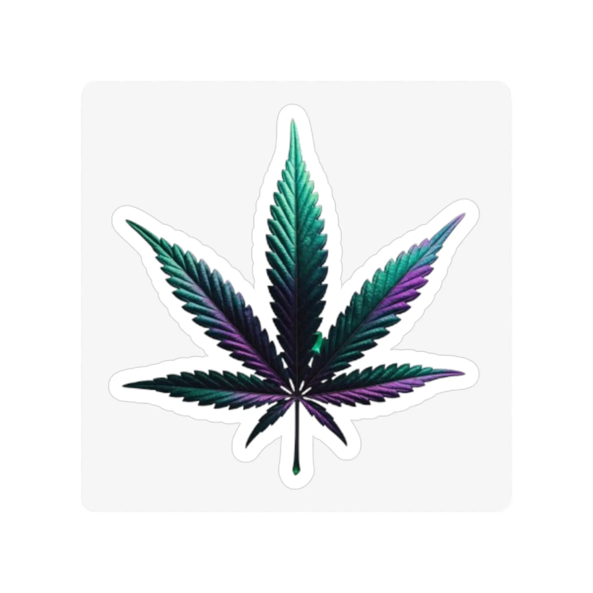 Holographic Cannabis Leaf Die-Cut Sticker — Transparent Outdoor Vinyl