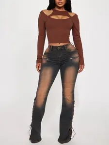 Tongue Tied Tinted Flare Jeans - Dark Wash