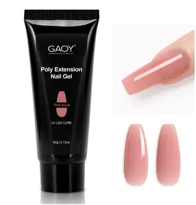 GAOY Poly Gel, 60g Nail Extension Gel, Pink Nude Builder Enhancement for Beginner & Professional Nail Art Salon DIY at Home