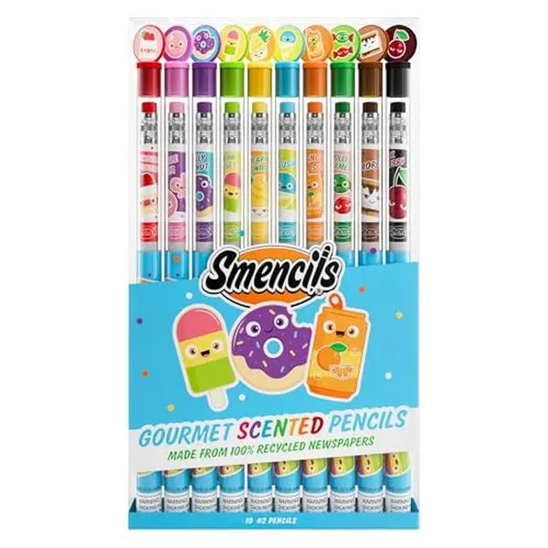 Smencils - Patented Gourmet Scented Graphite HB #2 Pencils Made from Recycled Newspapers, 10 Count, Gifts for Kids, School Supplies