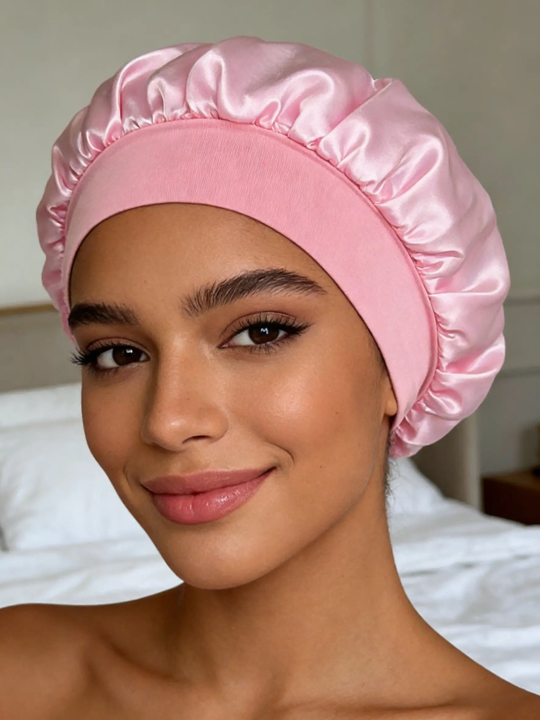 1PC Gentle Satin Lined Silk Sleep Cap, Smooth Soft Daily Hair Cap, Suitable for Hair Care, Anti-Frizz for Curly Hair and Braid Styles
