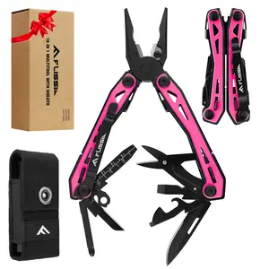 #fathersdaygift FLISSA 16-in-1 Multi Tool Pliers, Gifts for Men, Stainless Steel EDC Multitool with Pocket Knife, Belt Clip and Oxford Pouch, for Camping Survival Outdoor Activities