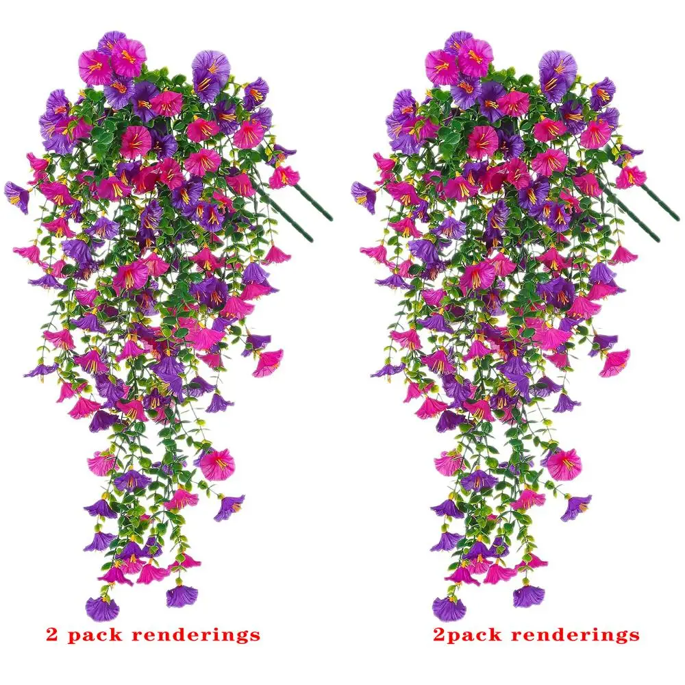 Artificial Hanging Flowers, 2/4 Counts Fake Plants with Eucalyptus Leaves, UV Resistant Realistic Hanging Plants for Home Garden Decor, Fruit