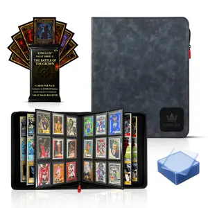 KINGLGX Top Loader Binder – Includes 9 Card KINGLGX Booster Pack - 1 Guaranteed Holo, Holds 252 Toploaders, Rigid 9-Pocket Pages, Premium Zippered Collector Binder for Pokémon, Sports Cards & TCG