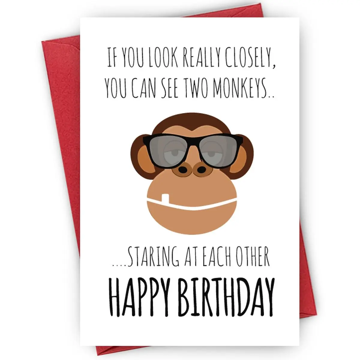 Hilarious Monkey Playful Insult Birthday Card with Vibrant Envelope, Premium Quality Paper, Playful Primate Tease, For Brother, Sister, Besties, BFF, Funny Dad Card, Fun Party Cards