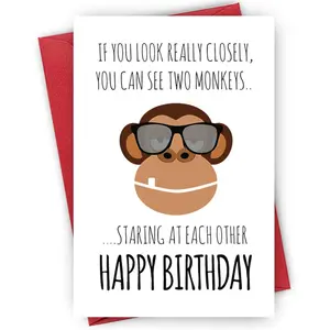 Hilarious Monkey Playful Insult Birthday Card with Vibrant Envelope, Premium Quality Paper, Playful Primate Tease, For Brother, Sister, Besties, BFF, Funny Dad Card, Fun Party Cards