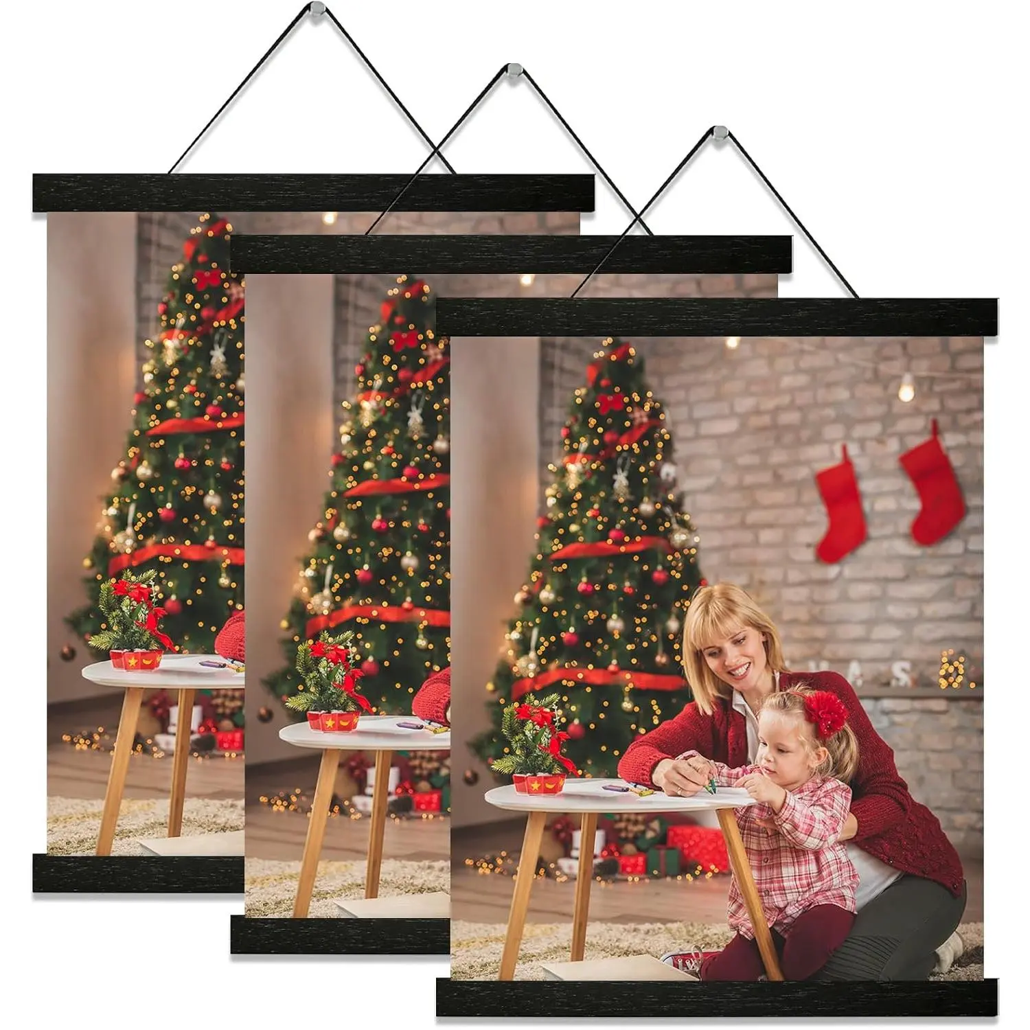 3 Pack Magnetic Poster Hanger Frame 12 inch Black,12x16 12x18 12x20 12x24 Wood Magnet Frames Hangers for Photos, Pictures, Prints, Maps, Canvas Artwork,Diamond Art Painting,Canvas Hanger