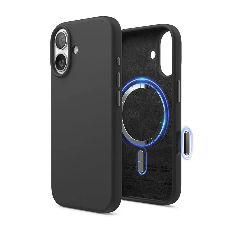[elago Official] MagSafe Compatible Magnetic Silicone Phone Case for iPhone 17 with MagSafe Wallet - Premium Soft Silicone, Precise-Fit Buttons, Suede Interior, Shockproof Drop Protection, Comfortable Mobile Accessory