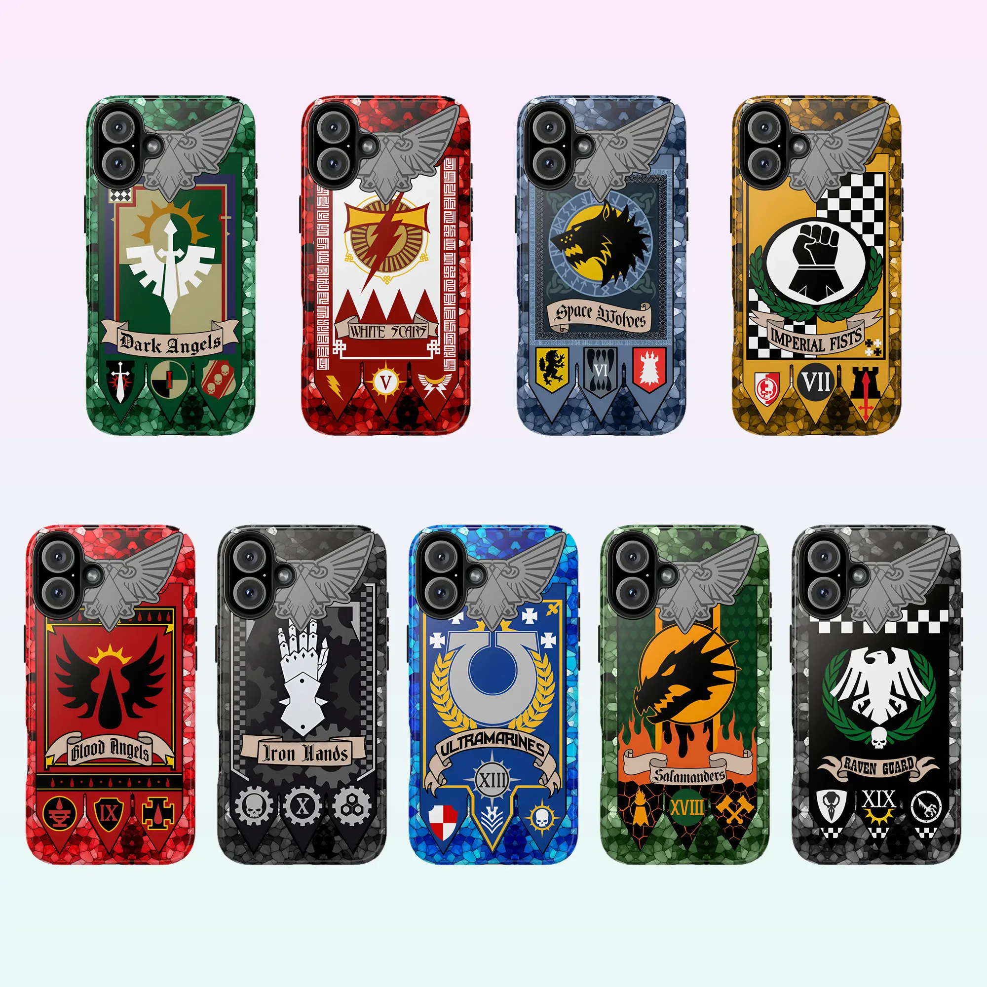 Warhammer Space Marine loyalist legions Phone Case, Chapter Armor Design for iPhone 16 Pro Max 15 14 13 12 11, Shockproof Durable TPU Case
