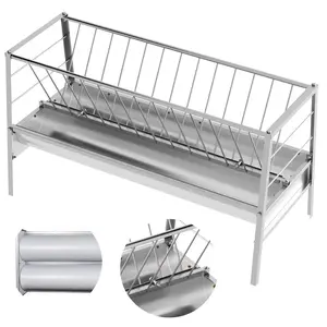77 Gallon Goat Hay Feeder, Goat Feeder with Heavy Duty Stainless Steel, 3-in-1 Hay & Grain Livestock Shelter for Sheep, Cows, Horses, Farm, Detachable Grain Tray, Easy Assembly, Silvery