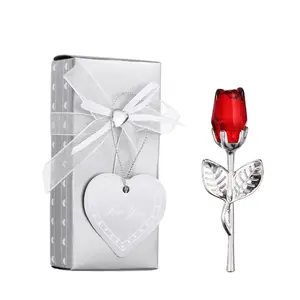 Mini Red Crystal Rose with Box - Shiny Glass Rose Ornament, Eternal Flower Gift for Valentine's Day, Mother's Day & Birthday, Household Items Decor for Room Use Wedding Gift Mom Gifts Set Party Favor