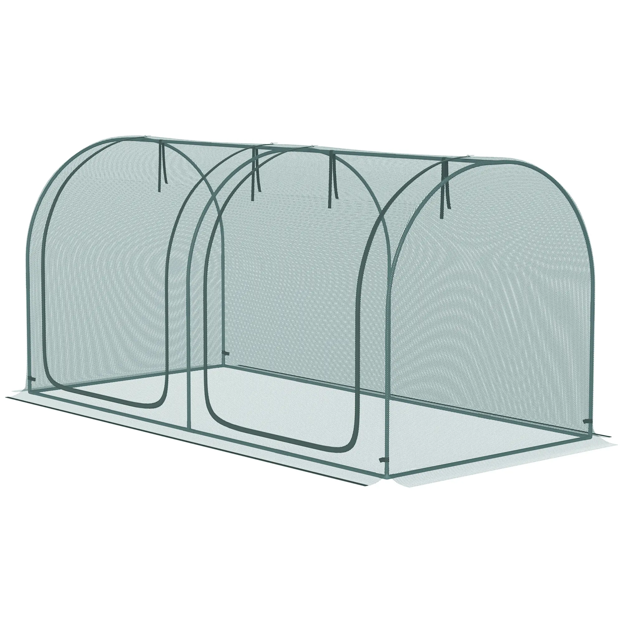 8' x 4' Garden Crop Cage, Plant Protection Greenhouse Tent with 2 Zippered Doors, Storage Bag, 4 Ground Stakes for Outdoor Lawn Use