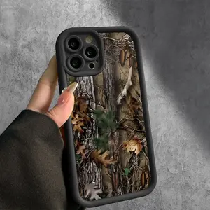 A Trendy Camouflage Design Featuring Unique Branches And Trees Case for iPhone 17 Air 16 15 14 Pro Max 13 12 11 XR XS Plus Shockproof Full Camera Protection Durable slim Silicone Cover Black