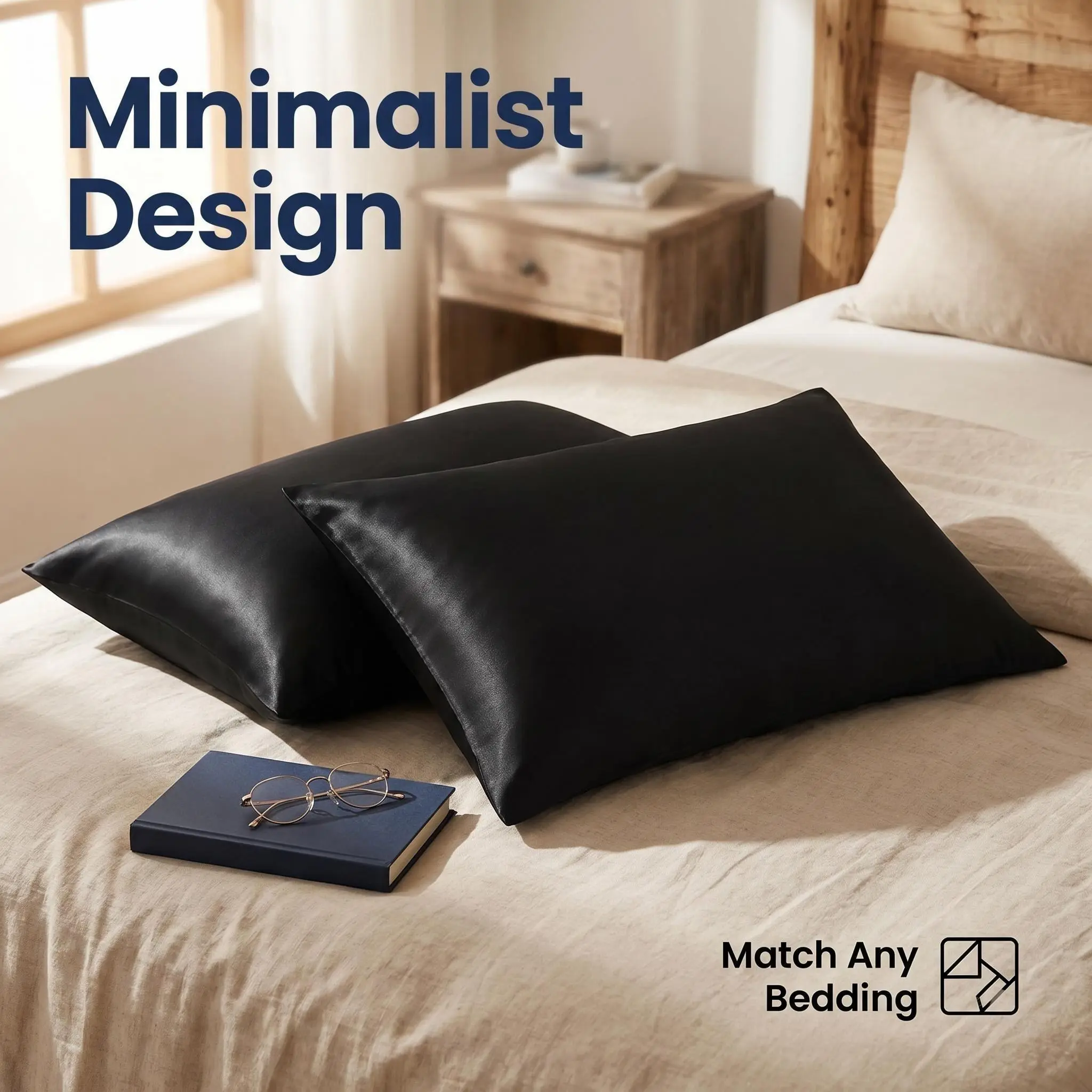[ Summer Sale Deals ]NTBAY 2-Pack Zippered Silky Satin Pillowcases - Ultra Soft & Breathable Matte Satin Pillow Covers, Frictionless Skin-Friendly Bedding for Hair and Skin, Set of 2