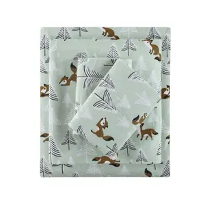 Cozy Soft Cotton Flannel Printed Sheet Set - OEKO-TEX Certified, Includes 1 Flat Sheet, 1 Fitted Sheet, 2 Pillowcases (1 in Twin/TwinXL Sizes)