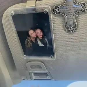 Personalized Acrylic Car Sun Visor Photo Frame Clip, Wallet Picture Holder, Strong Hold Design, Fashionable Car Accessories, Car Interior Accessories Girls