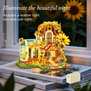 Build your own cozy sunflower shop and greenhouse with 1583+ pieces! The adorable streetscape model is covered in blooming sunflowers and colorful vines, making every brick feel like a step into a warm, sunny day.