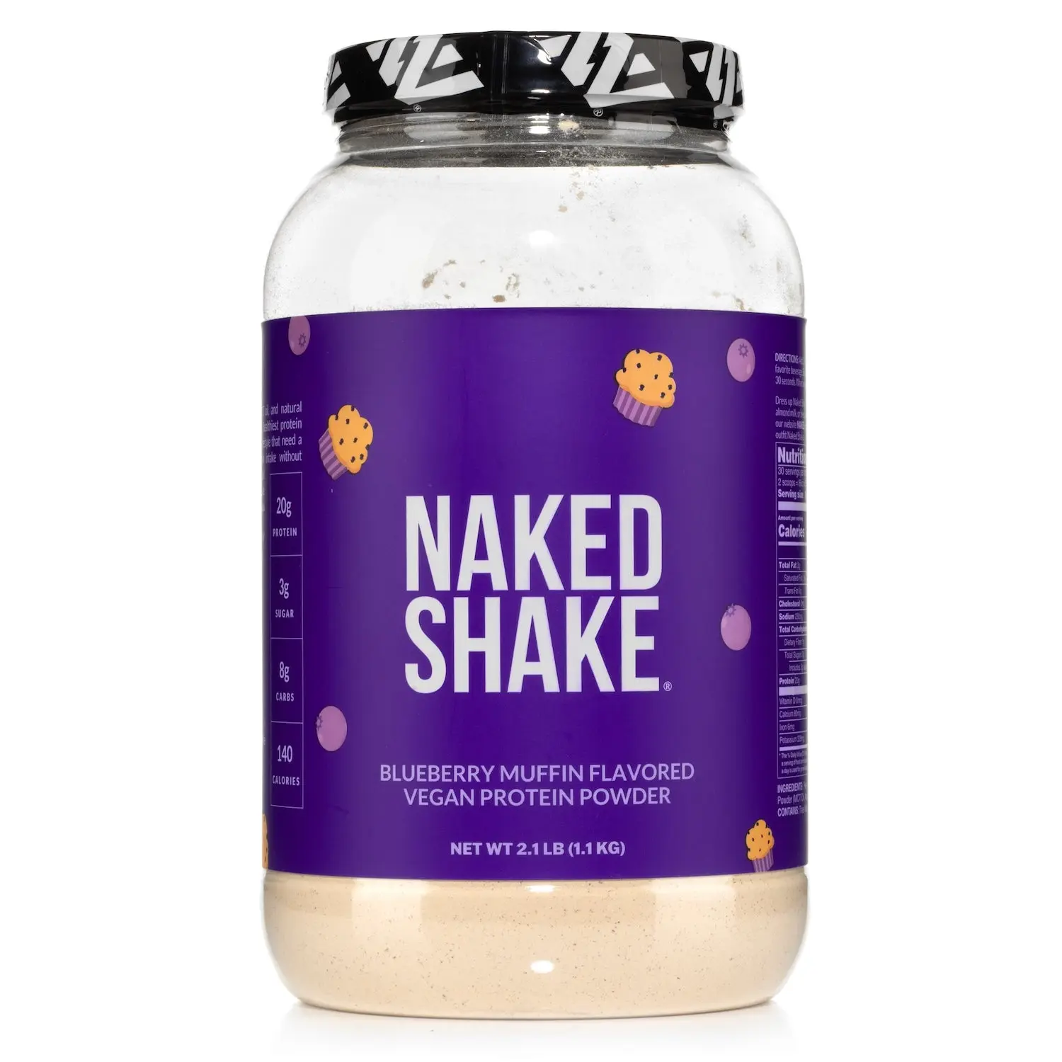 Naked Blueberry Muffin Protein Shake - 30 Servings, 20g Protein, 3g Sugar, Vegan, Natural Plant-Based Flavors, Energy Boosting Beverage